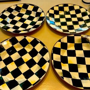 Mackenzie Childs Courtly Check dinner plates. Set of 10. Metal enamelware.